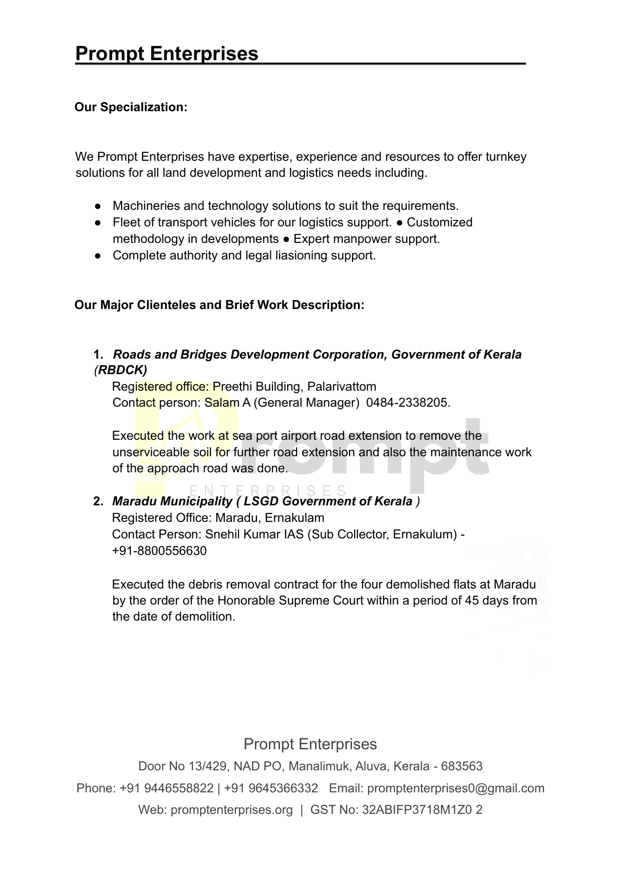 Prompt Enterprises Company Profile - Page 2