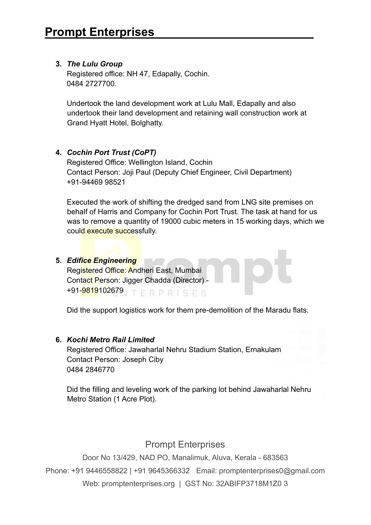 Prompt Enterprises Company Profile - Page 3